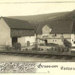Eine alte Postkarte mit Mühle in Eschenstruth 