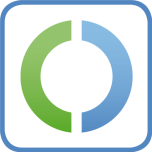Ausweis -App Logo Kreis zu je Hälfte grün und blau Logo der Ausweisapp
