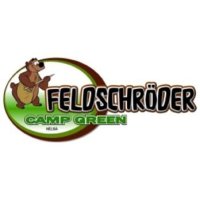 Schriftzug Feldschröder Camp Green, ein Bär 
