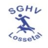 Lossetal Schriftzug , ein Strichmännchen läuft mit einem Hund