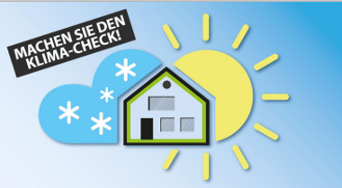 Logo Energieberatung: Haus auf eine Wolke und Sonne schematisch dargestellt