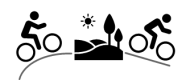LOGO Stadtradeln Helsa-ein Fahrradfahrer, Landschaftsbild und zweiter Radfahrer in schwarz  auf weißem Hintergrund