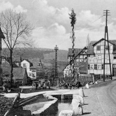 Straße, Dorfplatz, Maibaum